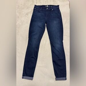 7 for All Mankind High Waist Ankle Skinny Blue Denim Jeans 27